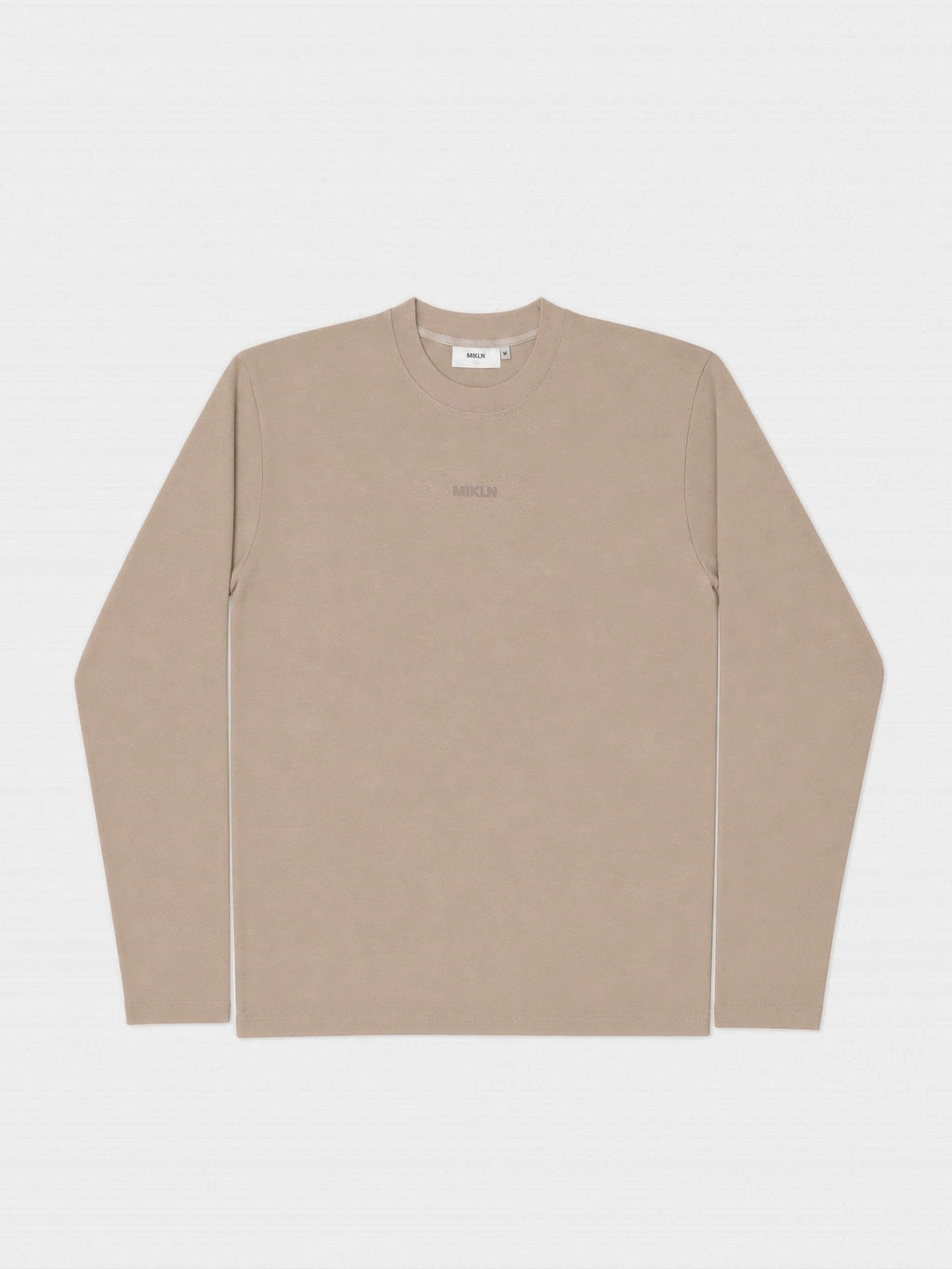 MIKLN T 03 beige long sleeve vooraanzicht met ton-sur-ton logo