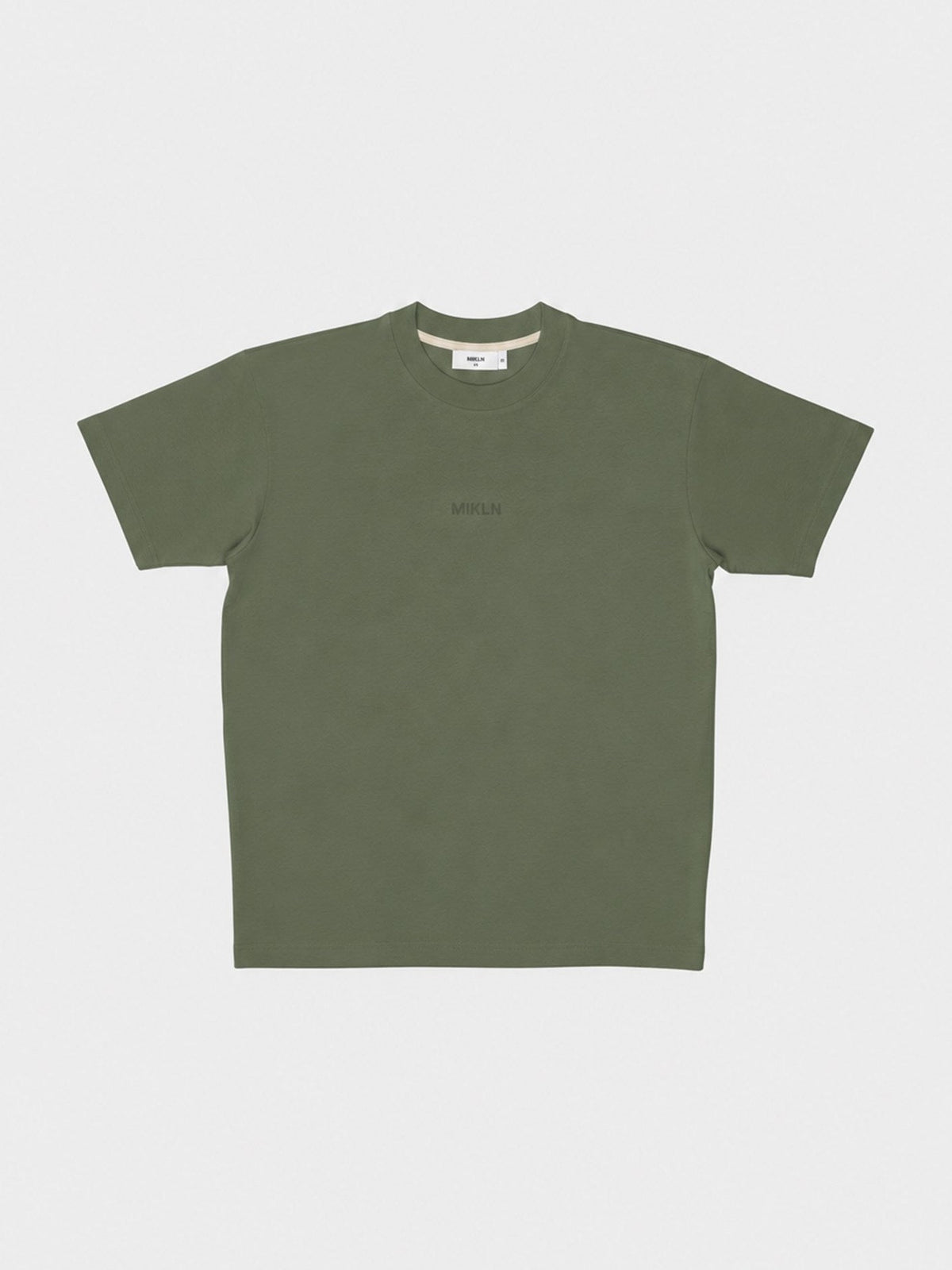 MIKLN Original T-shirt in groen met ton-sur-ton logo, relaxed fit, handgemaakt in Nederland