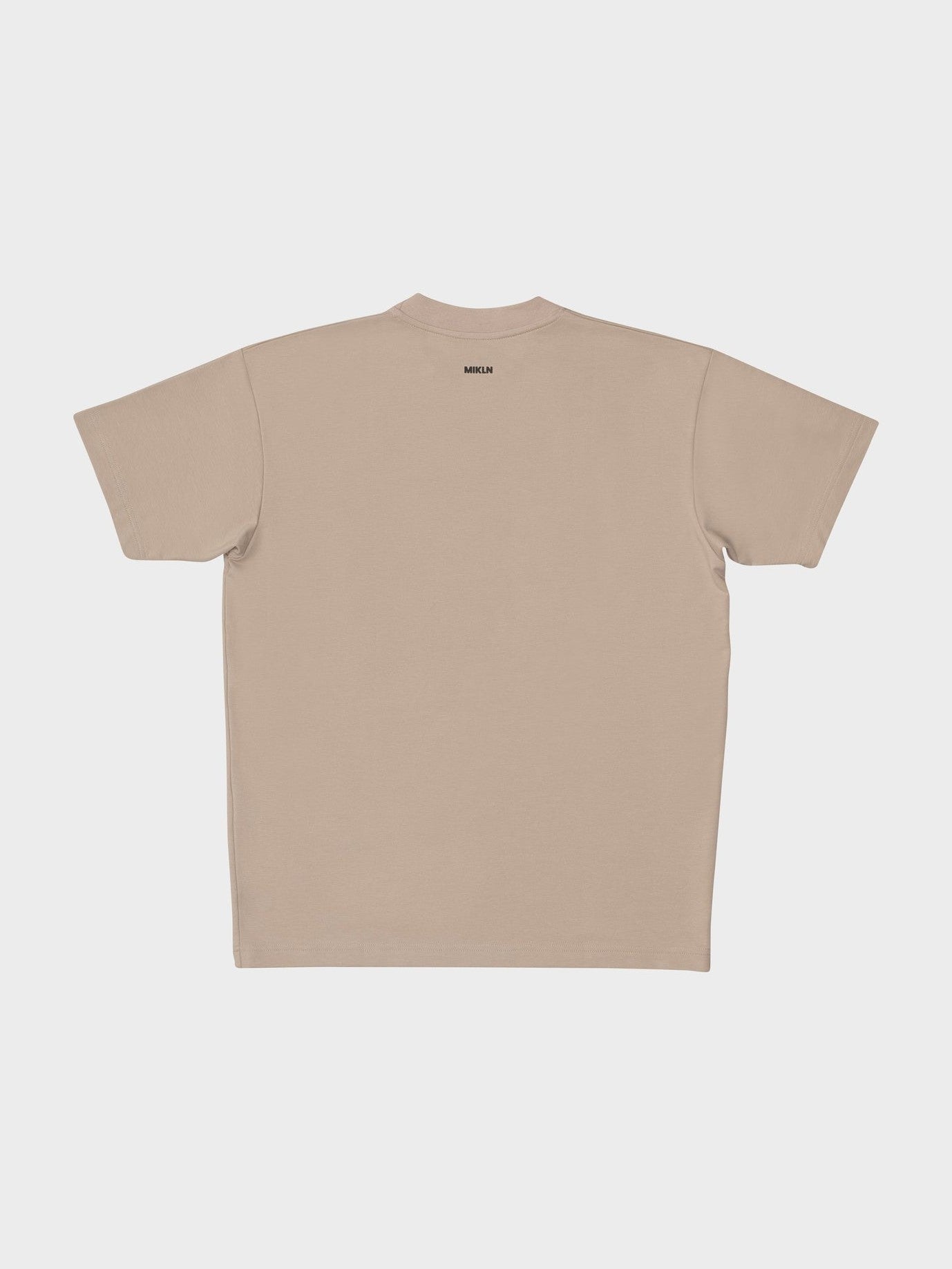 MIKLN Original T-shirt in beige, achterkant met logo, handgemaakt in Nederland