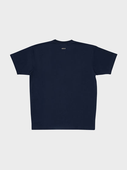 MIKLN Original T-shirt in navy, achterkant met logo, handgemaakt in Nederland